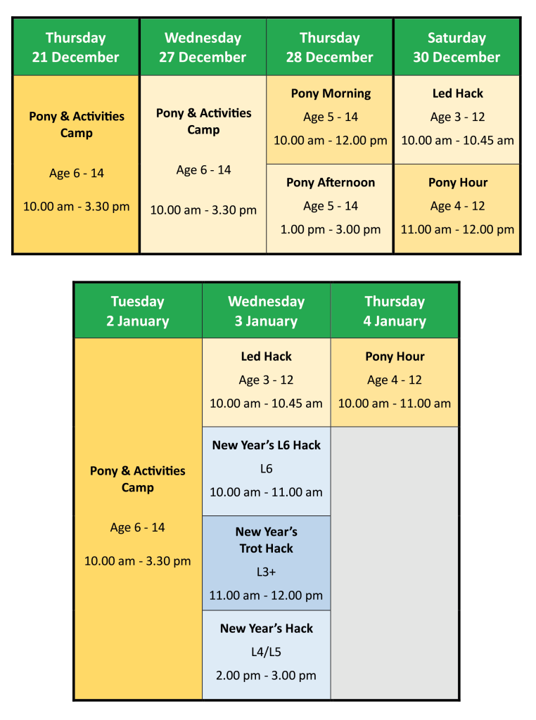 RHEC Christmas Schedule at 12 12 23