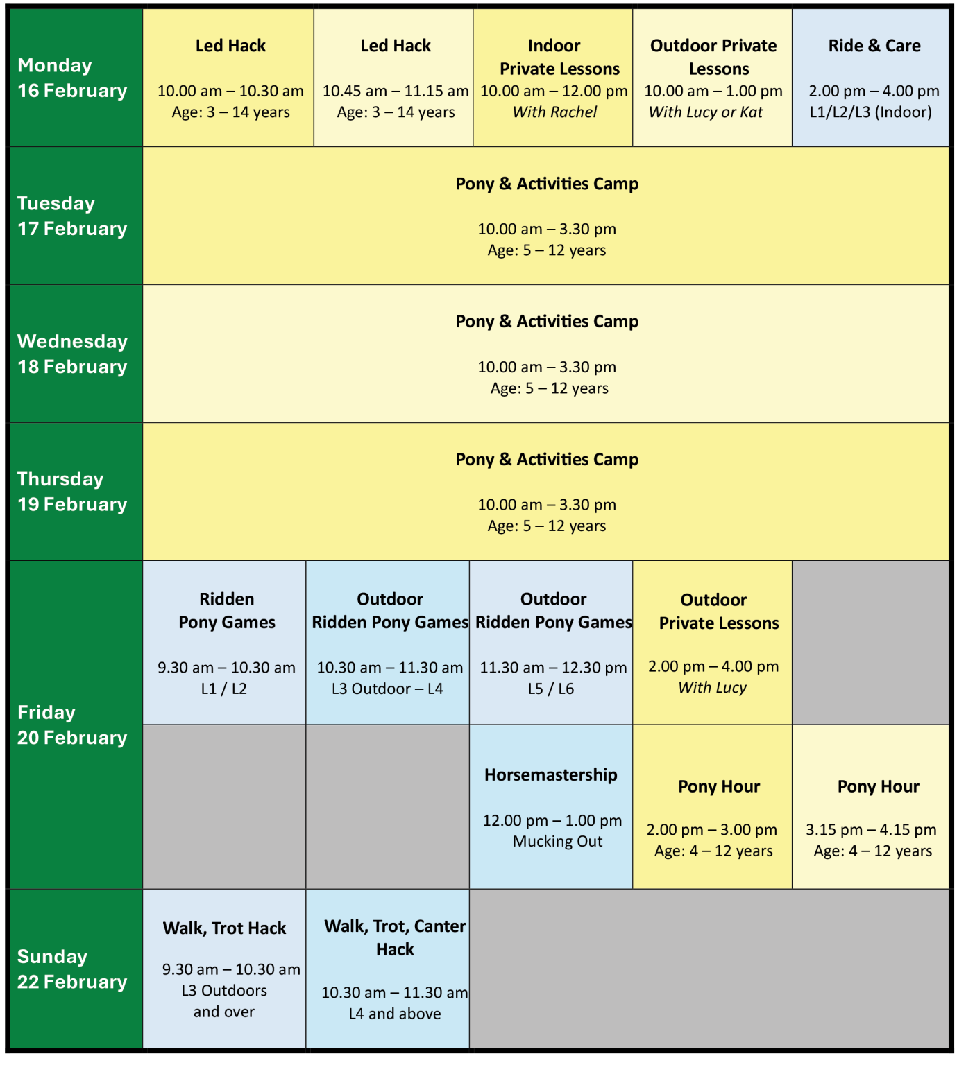February Half Term 2026 – ridehighequestriancentre